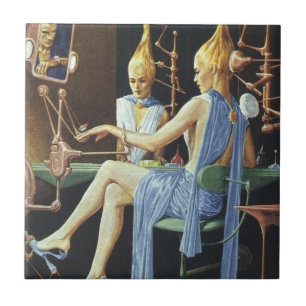 Vintage-Science-Fiction-Schönheitssalon-Spa-Manicu Fliese