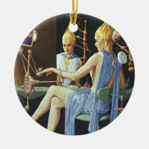 Vintage-Science-Fiction-Schönheitssalon-Spa-Manicu Keramik Ornament