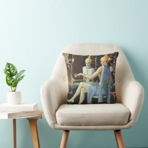 Vintage-Science-Fiction-Schönheitssalon-Spa-Manicu Kissen