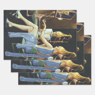 Vintage-Science-Fiction-Schönheitssalon Spa Manikü Geschenkpapier Set