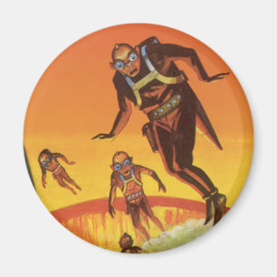 Vintage-Science-Fiction, Sci-Fi-Aliens im Vulkan Magnet