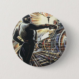 Vintage Science Fiction Sci Fi Futuristische Masch Button