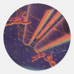 Vintage Science-Fiction, Sci-Fi-Regenbogen-Astrona Runder Aufkleber