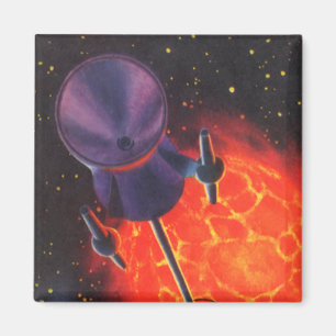 Vintage Science Fiction, Sci Fi Rocket, Red Planet Magnet