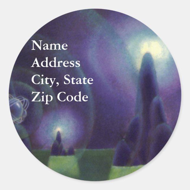 Vintage Science Fiction, Sci Fi Weltraumplanet Runder Aufkleber (Vorderseite)