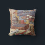 Vintage Science Fiction Stadt, Viktorianischer Ste Kissen<br><div class="desc">Vintage Illustration Dampf punk Viktorianische Science Fiction futuristische Stadt Bild. Die Metropole Paris,  Frankreich in der Zukunft mit fliegenden Autos,  Hubschraubern und Flugzeug für Reisen und Transport. Diese Szene aus Steampunken umfasst Gebäude und die Seine im Hintergrund.</div>