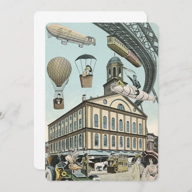 Vintage Science Fiction Steam Punk City Einladung (Vorne/Hinten)