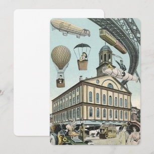 Vintage-Science-Fiction-Steam-Punk-Stadt-Einladung Einladung