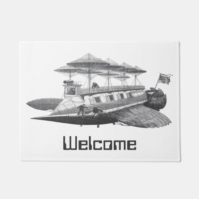 Vintage Science Fiction Steampunk Airship Eclipse Fußmatte (Vorderseite)