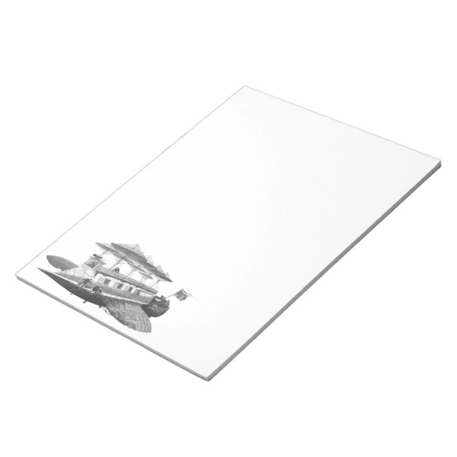 Vintage Science Fiction Steampunk Airship Eclipse Notizblock (angewinkelt)