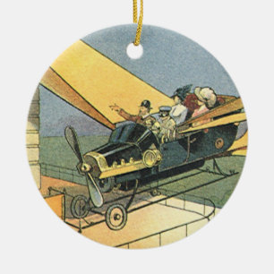 Vintage-Science-Fiction-Steampunk-Cabrio Keramik Ornament