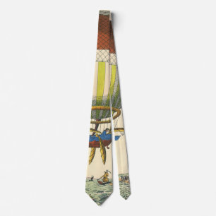 Vintage Science Fiction Steampunk Heißluftballon Krawatte