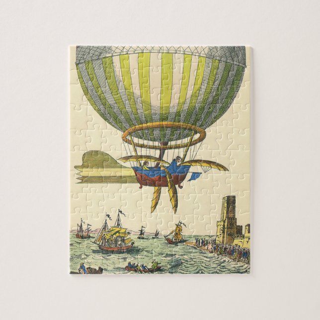 Vintage Science Fiction Steampunk Heißluftballon Puzzle (Vertikal)