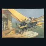 Vintage Science Fiction Steampunk Konvertible Car Stofftischset<br><div class="desc">Vintage Abbildung Viktorianische futuristische Reise-und Transport-Science Fiction Dampfpunk-Design mit einem fliegenden Cabrio mit Flügeln. Der Chauffeur wird sein futuristisches Auto (oder ist es ein Flugzeug) in Zukunft im Schokoladenladen landen. Ein klassisches Retro Comic Buch sci fi Design.</div>