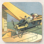 Vintage Science Fiction Steampunk Konvertible Car Untersetzer<br><div class="desc">Vintage Abbildung Viktorianische futuristische Reise-und Transport-Science Fiction Dampfpunk-Design mit einem fliegenden Cabrio mit Flügeln. Der Chauffeur wird sein futuristisches Auto (oder ist es ein Flugzeug) in Zukunft im Schokoladenladen landen. Ein klassisches Retro Comic Buch sci fi Design.</div>