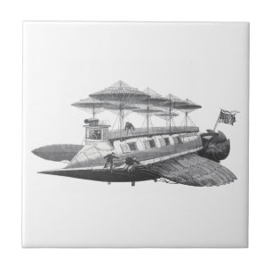 Vintage-Science-Fiction-Steampunk-Luftschiff-Eclip Fliese