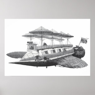 Vintage-Science-Fiction-Steampunk-Luftschiff-Eclip Poster