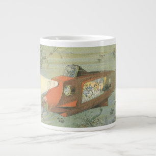 Vintage Science-Fiction-Steampunk-U-Boot im Meer Jumbo-Tasse