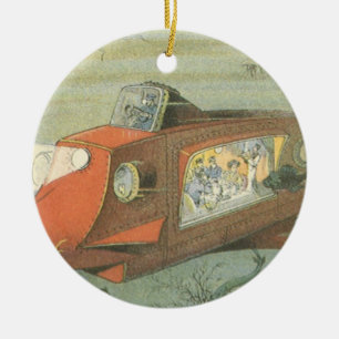 Vintage-Science-Fiction-Steampunk-U-Boot im Meer Keramik Ornament