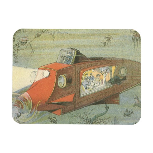 Vintage Science Fiction Steampunk U-Boot Magnet (Horizontal)