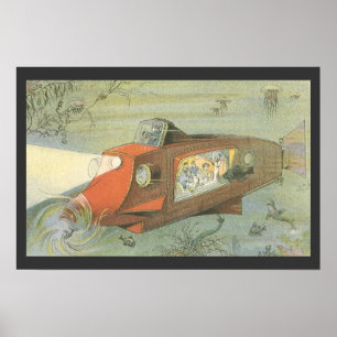 Vintage Science Fiction Steampunk U-Boot Poster