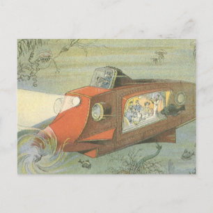 Vintage Science Fiction Steampunk U-Boot Postkarte