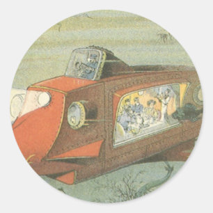 Vintage Science Fiction Steampunk U-Boot Runder Aufkleber