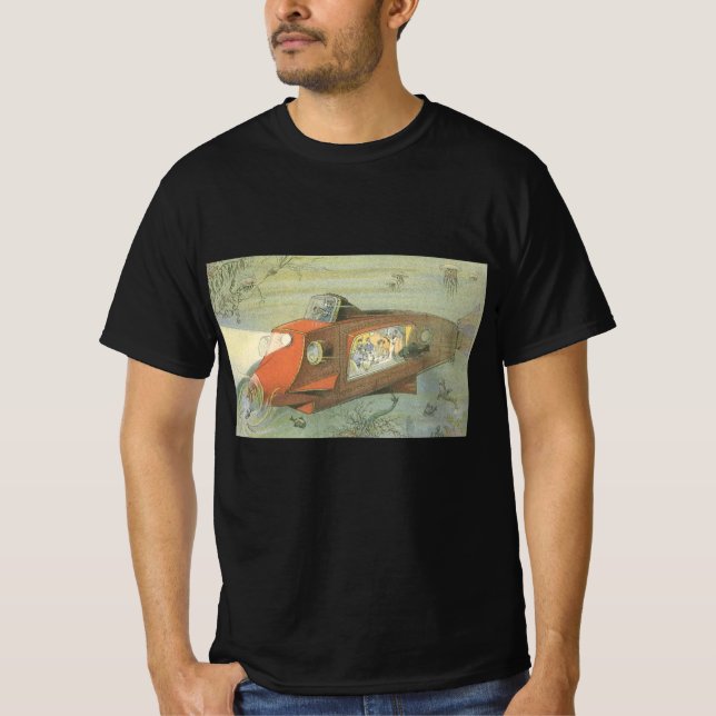 Vintage Science Fiction Steampunk U-Boot T-Shirt (Vorderseite)
