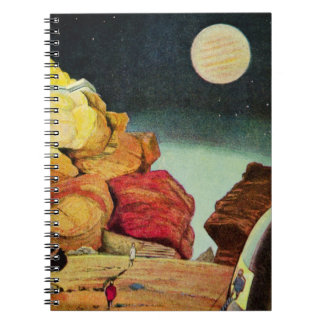 Vintage Science-Fiction-Steinbruch-Planet-Reisende Notizblock