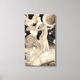 Vintage Science Fiction und Planeten Leinwanddruck