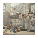 Vintage Science Fiction Urban Paris, Steam Punk Fliese<br><div class="desc">Vintage Abbildung Viktorianische Dampfpunk Science Fiction futuristische Reise und Transport Metropole Image. Die Stadt Paris,  Frankreich in der Zukunft mit persönlichen großen Flugzeug anstelle von Autos und der Gare du Nord Metro Bahnhof.</div>