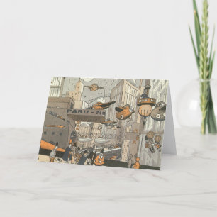Vintage Science Fiction Urban Paris, Steam Punk Karte