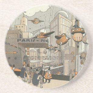 Vintage Science Fiction Urban Paris, Steam Punk Sandstein Untersetzer