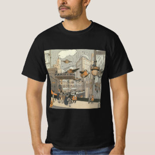 Vintage Science Fiction Urban Paris, Steam Punk T-Shirt