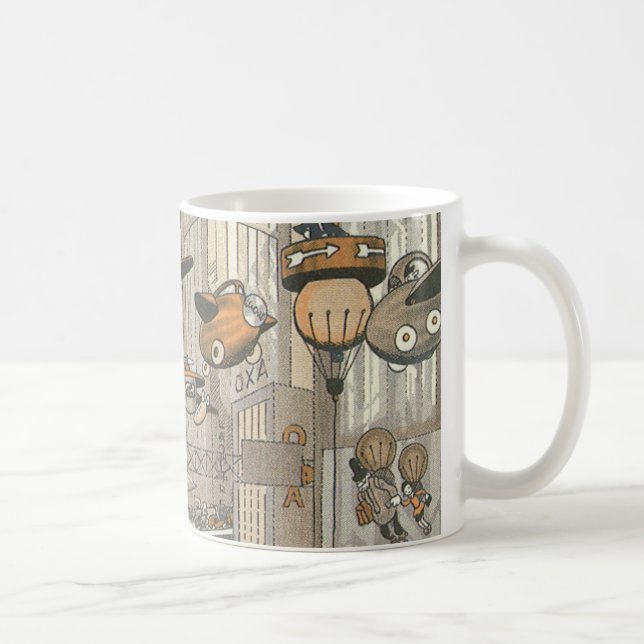 Vintage Science Fiction Urban Paris, Steam Punk Tasse (Rechts)