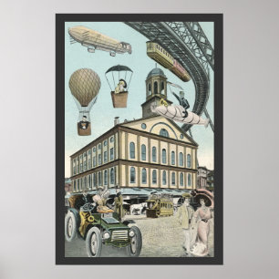 Vintage Science-Fiction, viktorianische Steam-Punk Poster