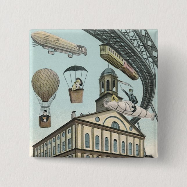 Vintage Science Fiction, Viktorianischer Dampfpunk Button (Vorderseite)