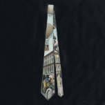 Vintage Science Fiction, Viktorianischer Dampfpunk Krawatte<br><div class="desc">Jetzt verfügbar! Doppelseitige gedruckte Krawatte! Zweimal so schön! Vintage Darstellung von Reisen und Transport futuristischen Science Fiction mit Menschen,  die mit Dickhäusern,  Blitzen,  Heißluftballons,  einem invertierten Zug und einem antiken Cabrio Auto in einer Viktorianischen Dampfpunk Retro städtischen Metropole.</div>