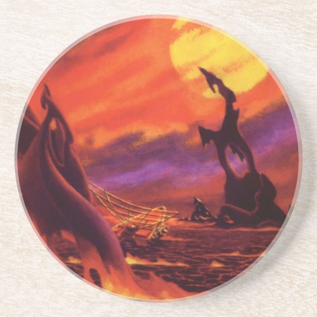 Vintage Science Fiction Vulkan Planet w Red Lava Getränkeuntersetzer (Vorne)