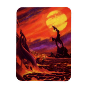 Vintage Science Fiction Vulkan Planet w Red Lava Magnet