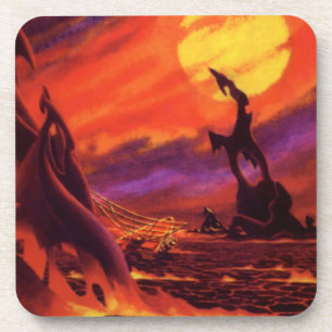 Vintage Science Fiction Vulkan Planet w Red Lava Untersetzer