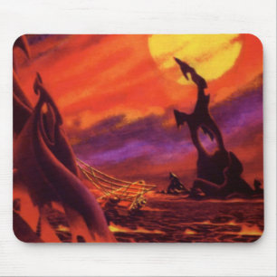 Vintage Science Fiction Vulkanplanet mit roter Lav Mousepad