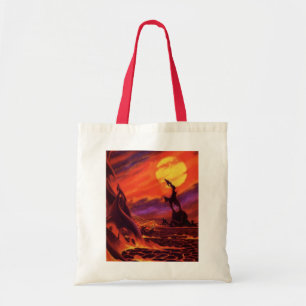 Vintage-Science-Fiction-Vulkanplanet mit roter Lav Tragetasche