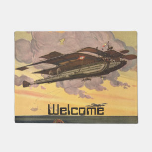 Vintage-Science-Fiction-Wasserflugzeug-Flugzeug-Sc Fußmatte