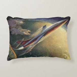 Vintage Science-Fiction-Weltraumschiff Flugzeug Er Dekokissen
