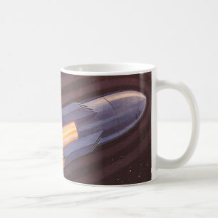 Vintage Science-Fiction-Weltraumschiff-Raketen Kaffeetasse