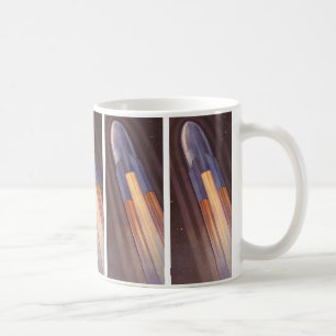 Vintage Science-Fiction-Weltraumschiff-Raketen Kaffeetasse