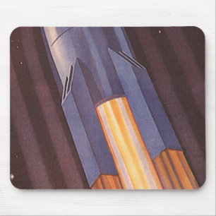 Vintage-Science-Fiction-Weltraumschiff-Raketen Mousepad