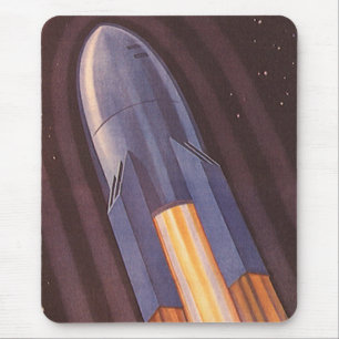 Vintage-Science-Fiction-Weltraumschiff-Raketen Mousepad
