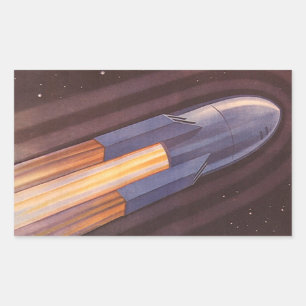 Vintage-Science-Fiction-Weltraumschiff-Raketen Rechteckiger Aufkleber